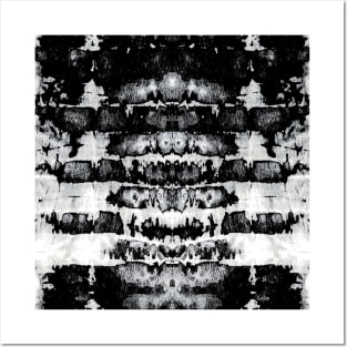 Black and White Tie-Dye Symmetry Posters and Art